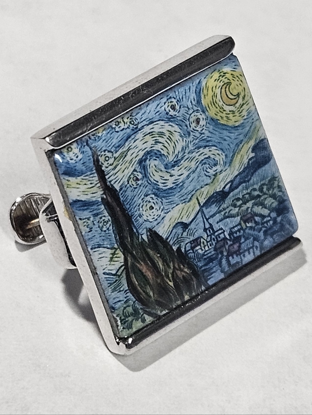 Vincent Van Gogh Starry Night Inspired Blue Enamel Tie Clip